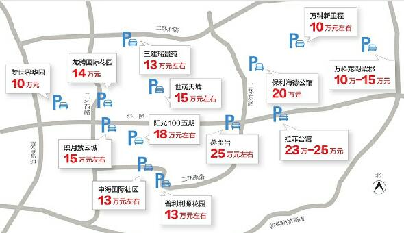 济南车位价格地图：中心区域20万元以上很常见